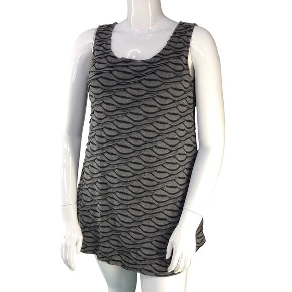 Chalet Et Ceci Womens Size M Dress Tank Scalloped Textured Black Gray USA Made - Picture 1 of 15